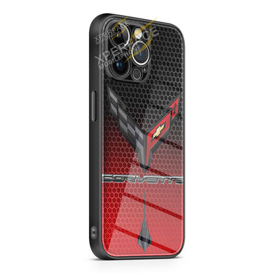 Corvette c8 black red iPhone 15 | iPhone 15 Plus | iPhone 15 Pro | iPhone 15 Pro Max Glass Case cover