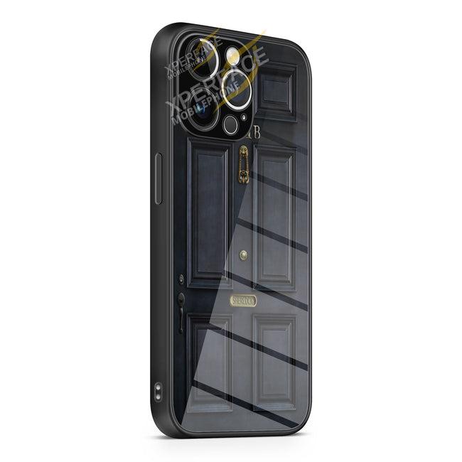 221B SHERLOCK BLACK DOOR iPhone 15 | iPhone 15 Plus | iPhone 15 Pro | iPhone 15 Pro Max Glass Case cover