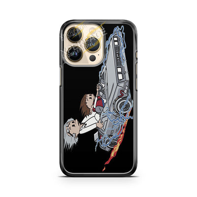 calvin and hobbes back to the future iPhone 14 Pro Case Cover