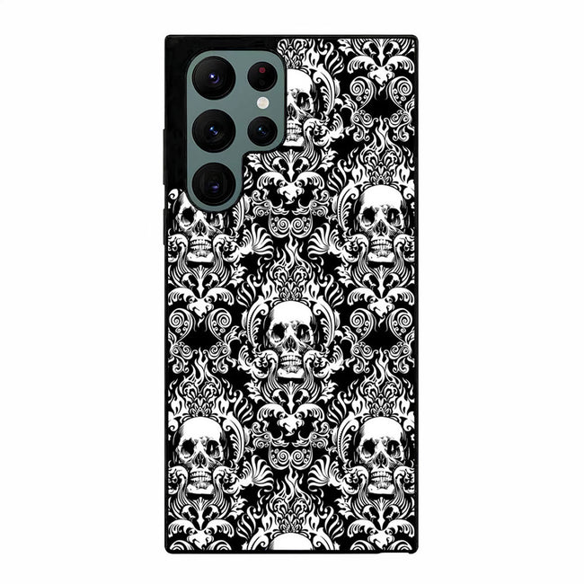 Black Damask Skull Pattern 1 Samsung Galaxy S23 Ultra | Samsung Galaxy S24 Ultra case cover