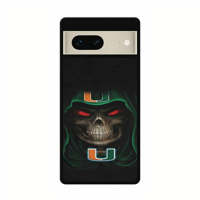 miami hurricanes skull logo google pixel 7 case cover