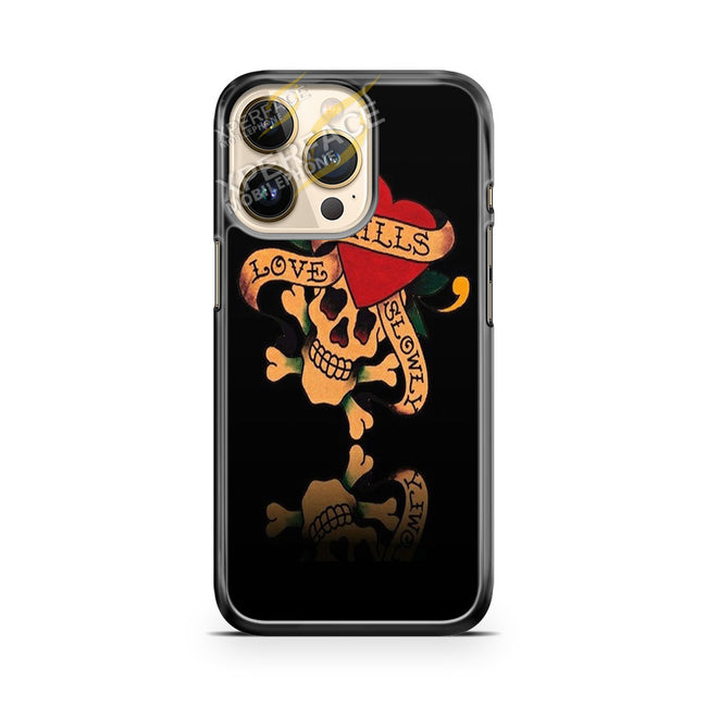 ed hardy love kills slowly black iPhone 14 Pro Case Cover