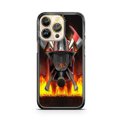 firefighter logo red flames iPhone 14 Pro Case Cover