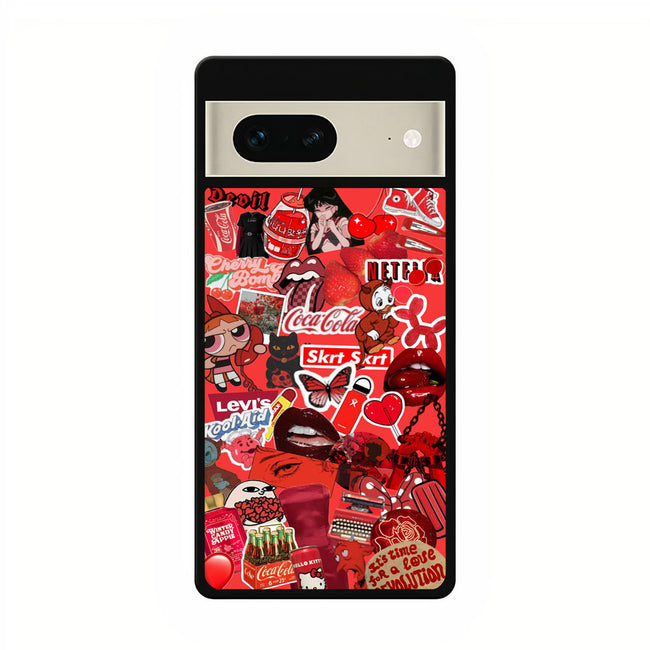 red aesthetic collage google pixel 7 case cover