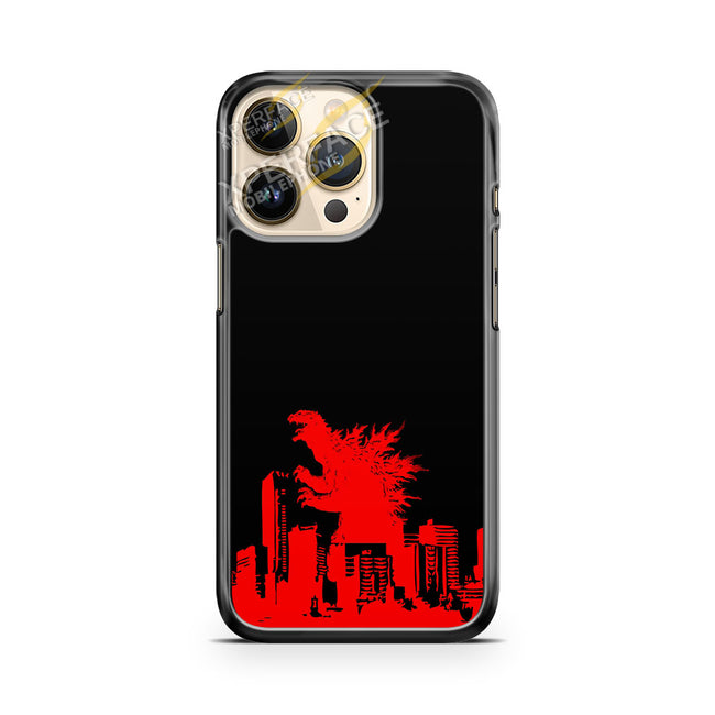 godzilla shilluete movies city red iPhone 14 Pro Case Cover