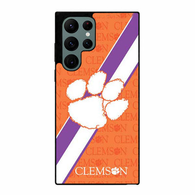 Clemson Tigers logo repeat Samsung Galaxy S23 Ultra case cover