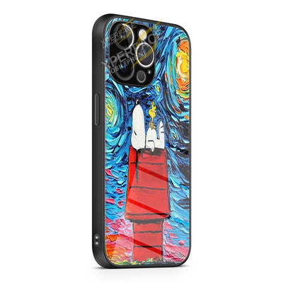 snoopy starry night van gogh iPhone 15 | iPhone 15 Plus | iPhone 15 Pro | iPhone 15 Pro Max Glass Case cover