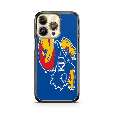 kansas jayhawks logo over blue iPhone 14 Pro Case Cover