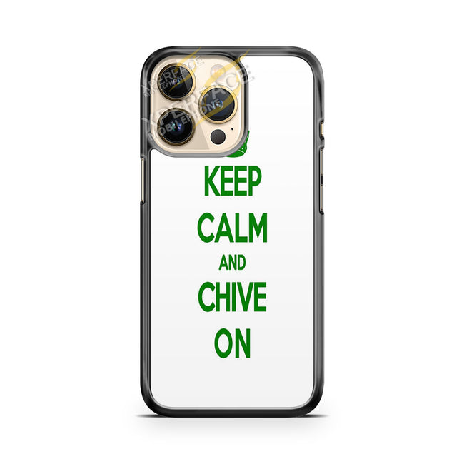 keep calm chive on green white iPhone 14 Pro Case Cover