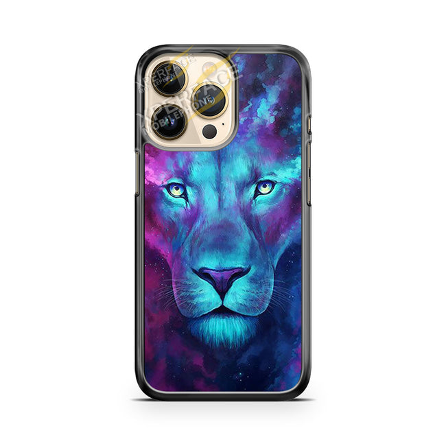 lion face in galaxy nebula iPhone 14 Pro Case Cover