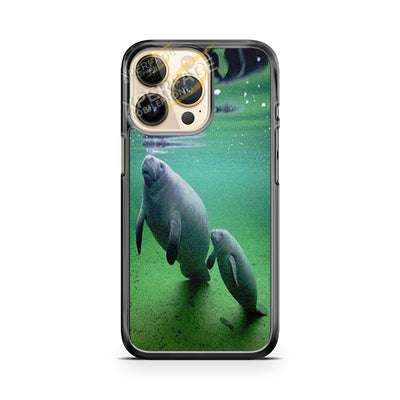 manatee mom and baby iPhone 14 Pro Case Cover