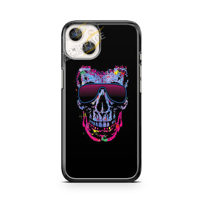 neon skull with glasses iPhone 14 Case Cover