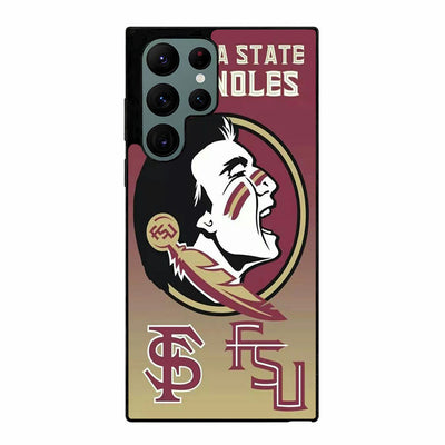 Florida Seminoles logo on wood grain Samsung Galaxy S23 Ultra case cover