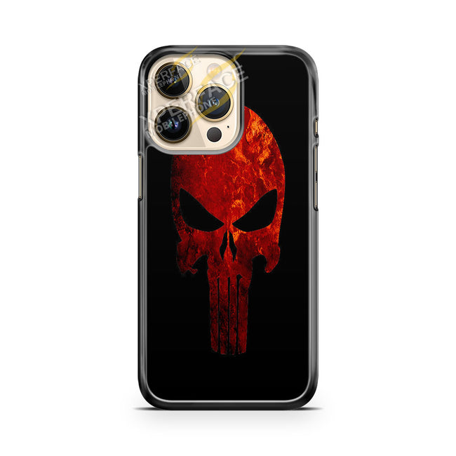 punisher skull red and black detailed iPhone 14 Pro Case Cover