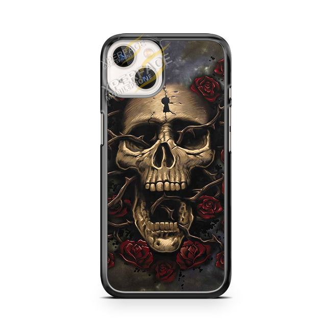 skull entwined with roses iPhone 14 Case Cover