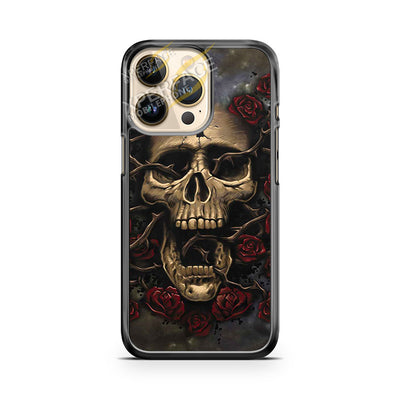 skull entwined with roses iPhone 14 Pro Case Cover