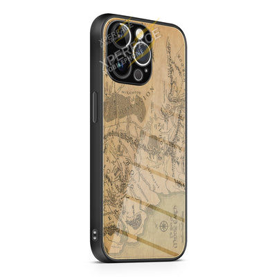 Lord Of The Rings Map 2 iPhone 15 | iPhone 15 Plus | iPhone 15 Pro | iPhone 15 Pro Max Glass Case cover