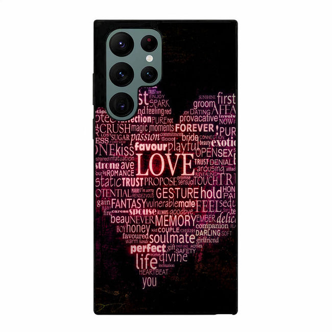 Love Typography Pink Samsung Galaxy S23 Ultra case cover