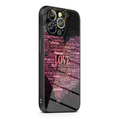 Love Typography Pink iPhone 15 | iPhone 15 Plus | iPhone 15 Pro | iPhone 15 Pro Max Glass Case cover