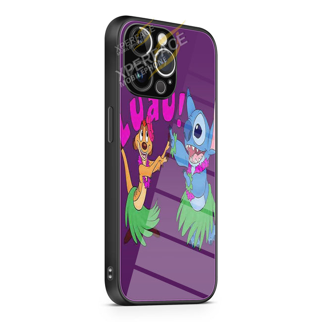 Luau Timon Silhouette And Stitch Disney iPhone 15 | iPhone 15 Plus | iPhone 15 Pro | iPhone 15 Pro Max Glass Case cover