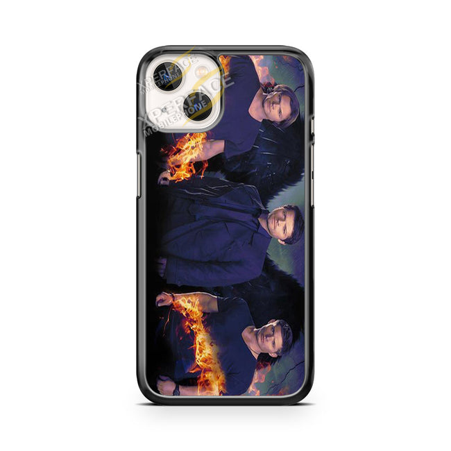 supernatural flames and guys iPhone 14 Plus Case Cover