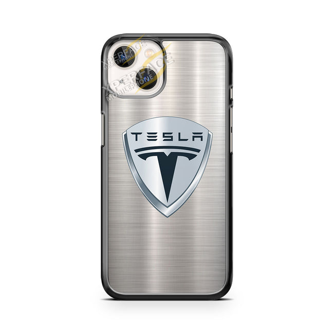 tesla motors brushed metal logo iPhone 14 Plus Case Cover