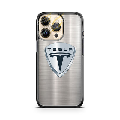 tesla motors brushed metal logo iPhone 14 Pro Case Cover