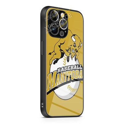 MANITOBA BASEBALL LOGO GOLD iPhone 15 | iPhone 15 Plus | iPhone 15 Pro | iPhone 15 Pro Max Glass Case cover