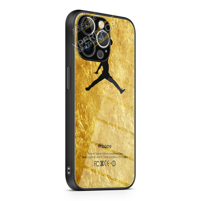 michael jordan golden gold pattern 2 iPhone 15 | iPhone 15 Plus | iPhone 15 Pro | iPhone 15 Pro Max Glass Case cover