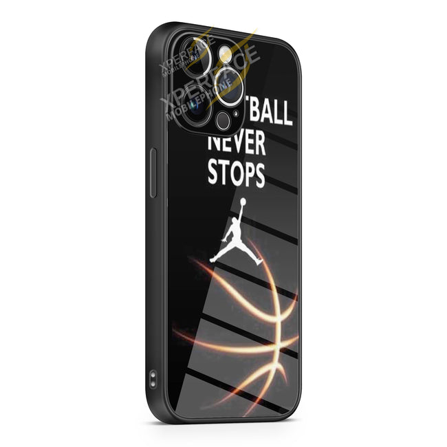 Michael Jordan never stops glow black iPhone 15 | iPhone 15 Plus | iPhone 15 Pro | iPhone 15 Pro Max Glass Case cover