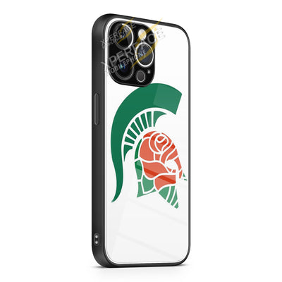 Michigan Spartan Roses iPhone 15 | iPhone 15 Plus | iPhone 15 Pro | iPhone 15 Pro Max Glass Case cover