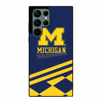 Michigan Wolverines (logo blue yellow Samsung Galaxy S23 Ultra case cover