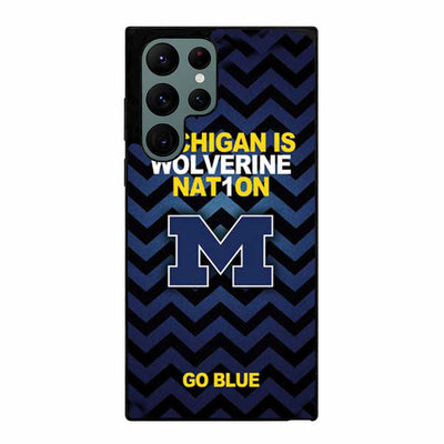 Michigan Wolverines logo stripes go blue Samsung Galaxy S23 Ultra case cover