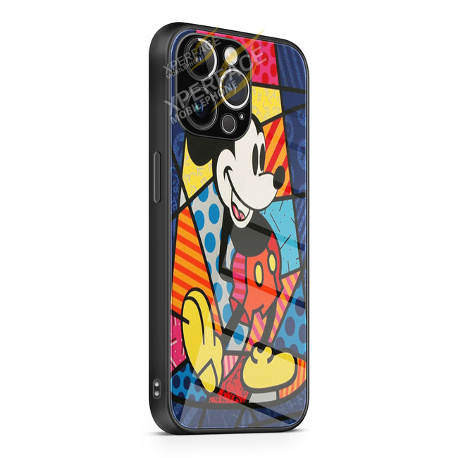 Mickey Mouse Romero Britto 2 iPhone 15 | iPhone 15 Plus | iPhone 15 Pro | iPhone 15 Pro Max Glass Case cover