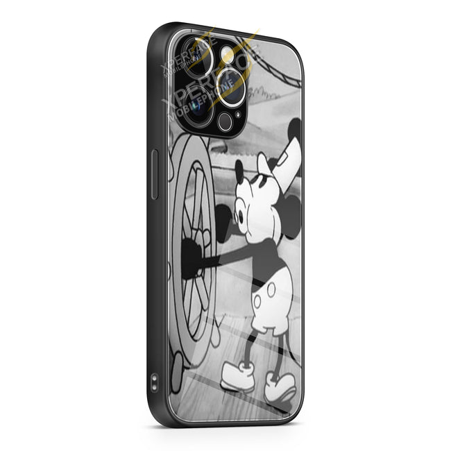 Mickey Mouse Steam Boat Willie Vintage iPhone 15 | iPhone 15 Plus | iPhone 15 Pro | iPhone 15 Pro Max Glass Case cover