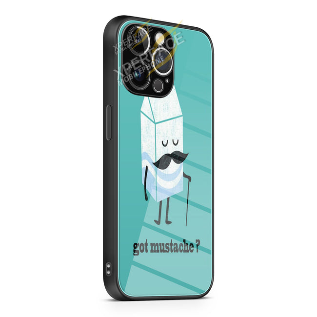 Milk Got Mustache iPhone 15 | iPhone 15 Plus | iPhone 15 Pro | iPhone 15 Pro Max Glass Case cover