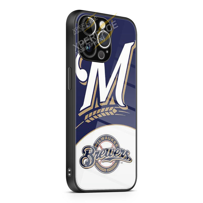 Milwaukee Brewers Blue Wht iPhone 15 | iPhone 15 Plus | iPhone 15 Pro | iPhone 15 Pro Max Glass Case cover