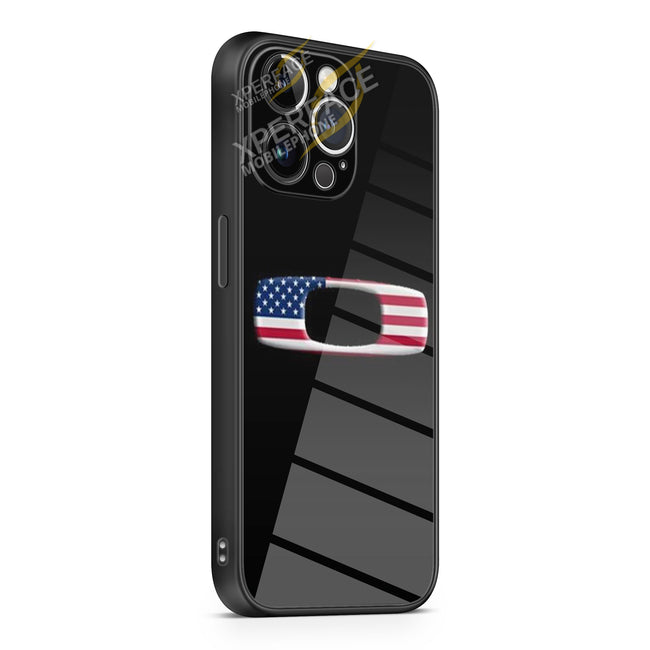 Oakley American Logo iPhone 15 | iPhone 15 Plus | iPhone 15 Pro | iPhone 15 Pro Max Glass Case cover