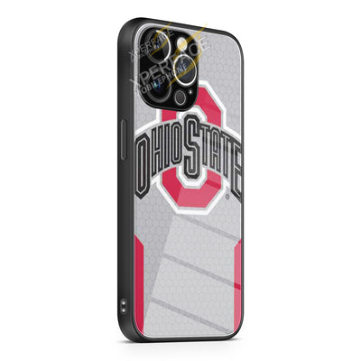 Ohio State logo honeycomb with red iPhone 15 | iPhone 15 Plus | iPhone 15 Pro | iPhone 15 Pro Max Glass Case cover