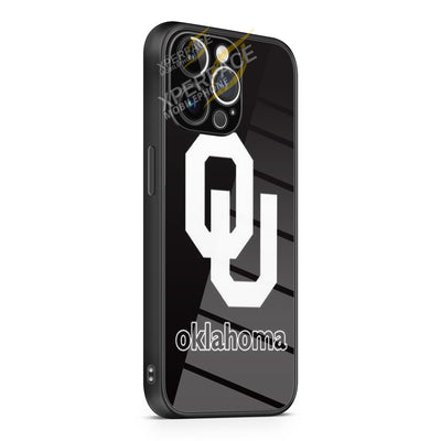 Oklahoma Sooners black logo iPhone 15 | iPhone 15 Plus | iPhone 15 Pro | iPhone 15 Pro Max Glass Case cover