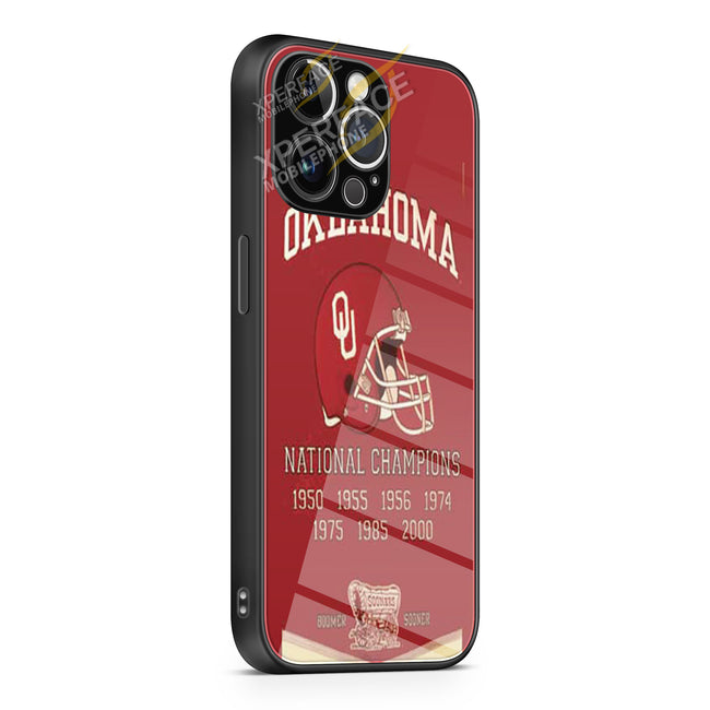 Oklahoma Sooners championship banner iPhone 15 | iPhone 15 Plus | iPhone 15 Pro | iPhone 15 Pro Max Glass Case cover