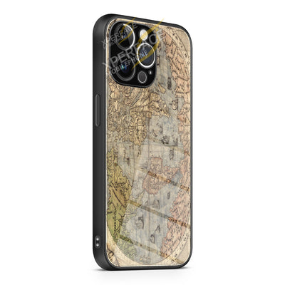 Old Retro World Map iPhone 15 | iPhone 15 Plus | iPhone 15 Pro | iPhone 15 Pro Max Glass Case cover