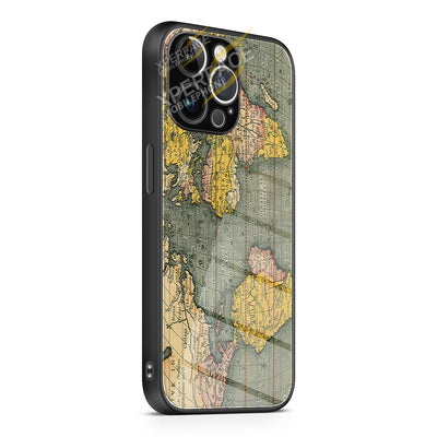 Old World Map Photo iPhone 15 | iPhone 15 Plus | iPhone 15 Pro | iPhone 15 Pro Max Glass Case cover