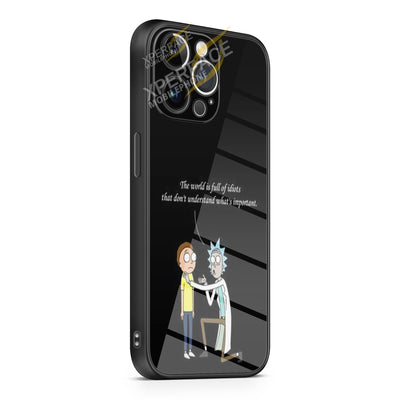 Rick and Morty Quote of idiot iPhone 15 | iPhone 15 Plus | iPhone 15 Pro | iPhone 15 Pro Max Glass Case cover