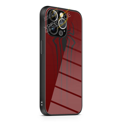 Spider Man Dark Red Logo iPhone 15 | iPhone 15 Plus | iPhone 15 Pro | iPhone 15 Pro Max Glass Case cover