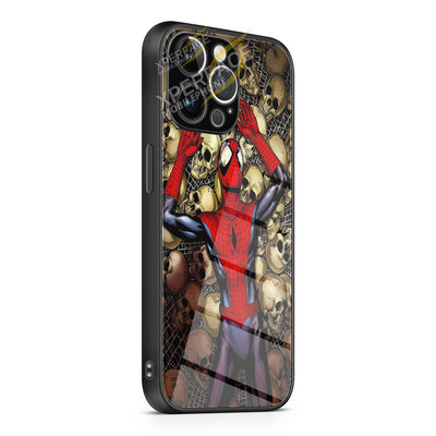 Spider Man Skull Webs iPhone 15 | iPhone 15 Plus | iPhone 15 Pro | iPhone 15 Pro Max Glass Case cover