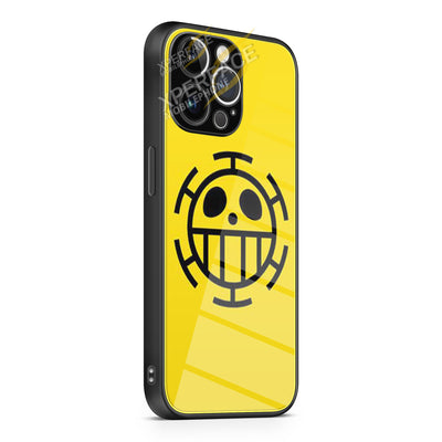 Trafalgar Law yellow logo iPhone 15 | iPhone 15 Plus | iPhone 15 Pro | iPhone 15 Pro Max Glass Case cover