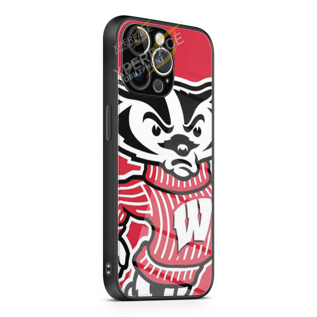 Wisconsin Badgers logo red iPhone 15 | iPhone 15 Plus | iPhone 15 Pro | iPhone 15 Pro Max Glass Case cover
