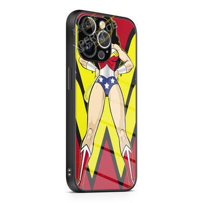 Wonderwoman Pop Art iPhone 15 | iPhone 15 Plus | iPhone 15 Pro | iPhone 15 Pro Max Glass Case cover